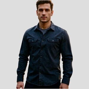 Coastal Dark Gray 100% Cotton Casual Button Down Shirt